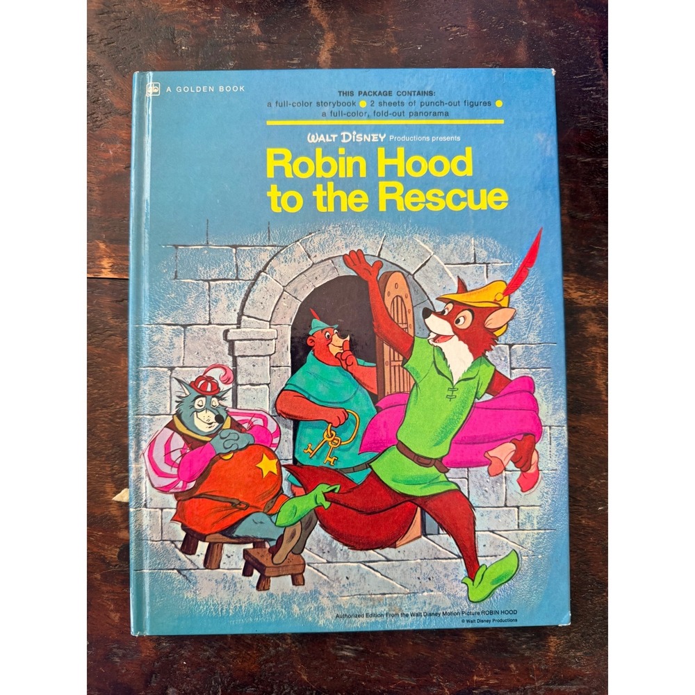 Disney Robin Hood to the Rescue Book 1973 Blue Vintage Hardcover Storybook